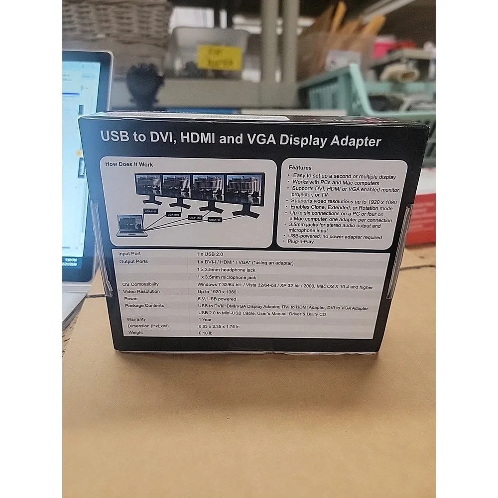 Cirago UDA1100 USB To Dvi Hdmi And Vga Adapter New In Box!